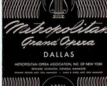Metropolitan Opera Program Dallas Texas 1942 Lily Pons Jan Peerce Brownl... - £27.66 GBP