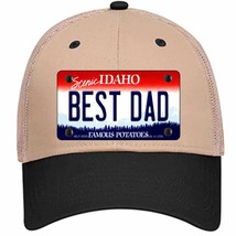 Best Dad Idaho Novelty Khaki Mesh License Plate Hat - £23.29 GBP