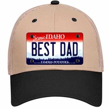 Best Dad Idaho Novelty Khaki Mesh License Plate Hat - £22.16 GBP