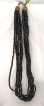 Vintage Costume Necklace Multi 8 Strand Black Beads - £6.11 GBP