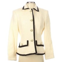 Barrie Pace Blazer Women&#39;s Size 4 Beige Wool Blend Collared Single-Breasted - £40.75 GBP