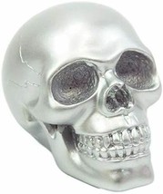 Small Metallic Silver Color Human Skull Figurine Ossuary Skeleton Halloween - £13.51 GBP