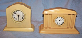 2 Vintage Celluloid Off-White Mantel/Vanity Clocks-One Working, One Not - £40.73 GBP
