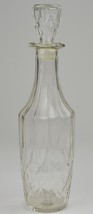 Vintage Clear Pressed Glass Decanter Diamond Pattern 14&quot; Tall Whiskey Wine - £19.10 GBP