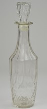 Vintage Clear Pressed Glass Decanter Diamond Pattern 14&quot; Tall Whiskey Wine - £19.44 GBP