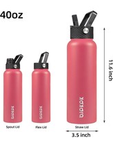 40 oz Insulated Water Bottle with Straw, Stainless Steel Sports Water Bottle Pnk - £18.11 GBP