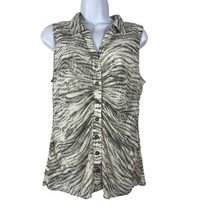 Jane and Delancey Womens Sleeveless Top Size Small Green Zebra Stripe Button Up - £17.26 GBP