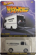Back To The Future&#39;s Dr. Doc Brown Van Hot Wheels CUSTOM Car w/Real Riders - $85.99