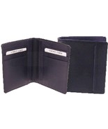 Black &amp; aubergine soft calf leather wallet slim notecase credit card - £31.68 GBP