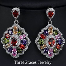 Sa cz jewelry mulit color marquise shape ziconia crystal women big dangle drop earrings thumb200