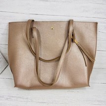 Large Tote Bag Bronze Leather Like Beach Purse Tassel Inside Pocket Snap... - $39.99