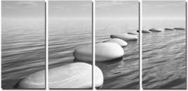 Wall Art Peaceful Relaxing Grey Zen Stones Pictures Poster Multi Color NEW - £63.01 GBP