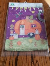 Fall Pumpkin Trailer Owl Leaves Harvest Evergreen Garden Flag 12.5” x 18” - £11.86 GBP