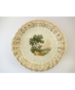 American Limoges Platter  8&quot; round w/handles Chateau France white 22K go... - £12.29 GBP