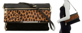 $198 Vince Camuto Calf Hair Clutch Animal Print Suede Purse Bag GR8 GIFT... - $82.47