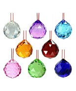 8 MIXED COLOR FENG SHUI CRYSTALS 40mm Hanging Faceted Rainbow Prism Sun ... - $18.95