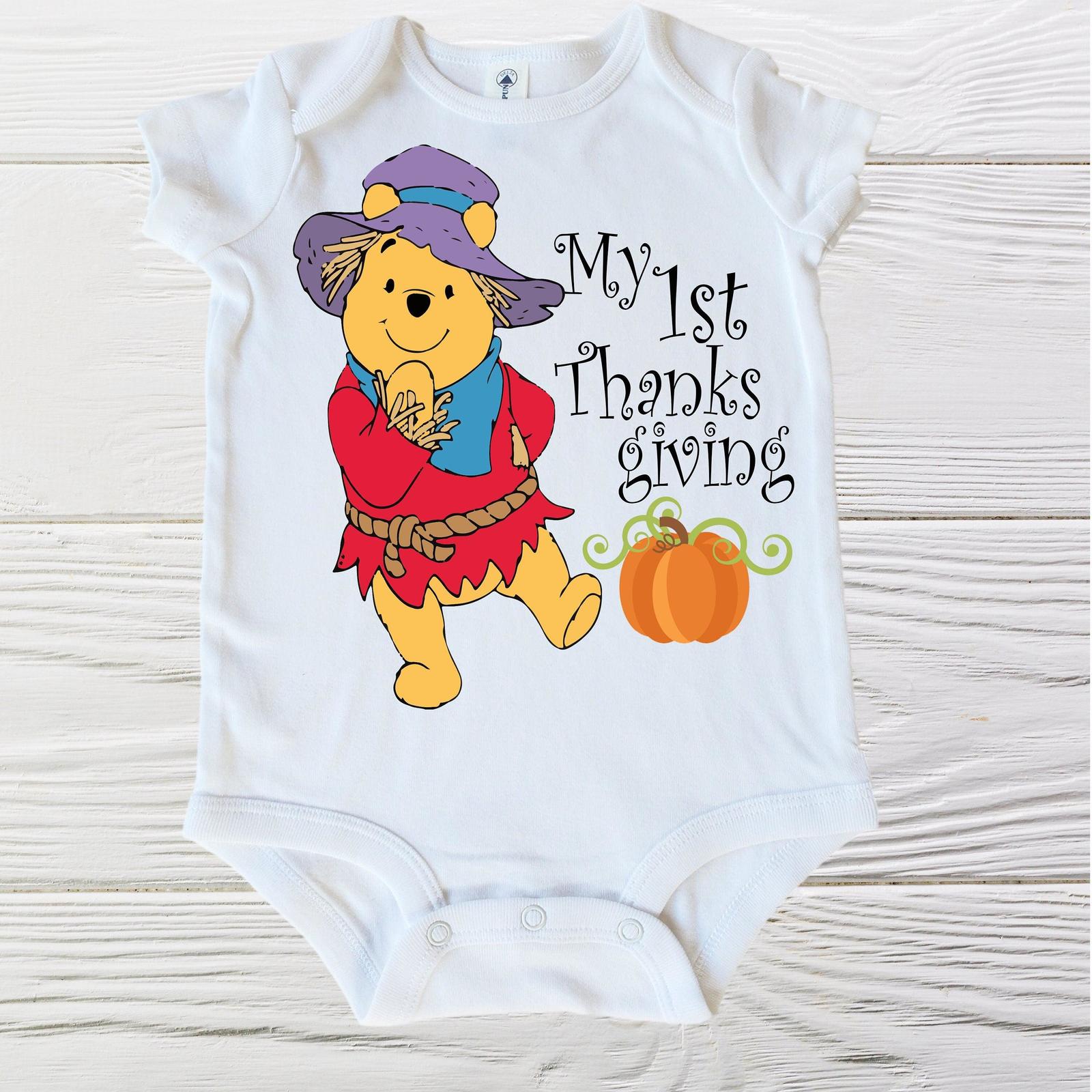 My first Thanksgiving onesie | Baby Winnie the Pooh Onesie | First Thanksgiving  - $12.95