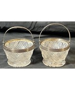 2 Antique Old Sterling Silver Hallmarked Brilliant Period Cut Glass Hand... - $1,546.96 MXN