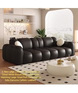 Italian Style Large Living Room Cream Cloud Sofa, Genuine Calfskin Leather - $56,338.29 MXN