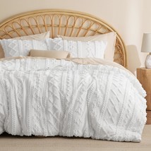 Bedsure Tufted Boho Comforter Set Queen - White Boho Bedding Comforter Set, 3 - £52.67 GBP