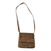 Nine West Leopard Animal Print Shoulder Hand Bag Crossbody Double Zip Po... - $22.00