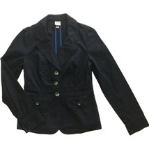 Merona Womens Striped Fitted Jacket Blazer Size 4 Black - £22.23 GBP