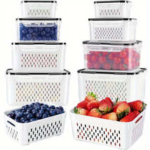 8 Piece Refrigerator Fruit Storage Container with Removable Strainer, Ai... - $31.01