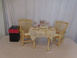 American Girl Doll Samantha Wicker Birthday Table Chairs Set Pleasant Company + - £311.31 GBP