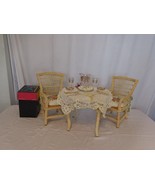 American Girl Doll Samantha Wicker Birthday Table Chairs Set Pleasant Co... - £312.25 GBP