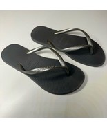 Havaianas Flip Flops Gray And Silver Sandals Women’s Size 6W (35-36) - $189.44 MXN