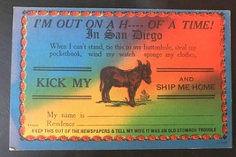 1920&#39;s to 1940&#39;s San Diego Humor Postcard   - £2.93 GBP