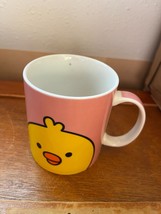 Iren Pink &amp; White w Cute Yellow Chick Ceramic Coffee Cup Mug  – 3 and 5/8th’s in - £11.77 GBP