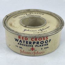 Johnson &amp; Johnson ZO Adhesive Plaster Red Cross Advertising Tin 2 1/4” VTG - $17.59