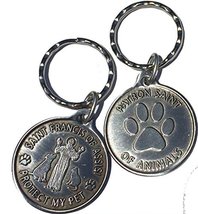 Saint Francis of Assisi Patron Saint of Pets/Protect My Pet Pewter Color Keychai - £5.50 GBP