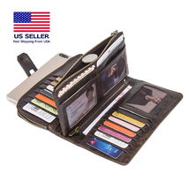 Unisex Genuine Leather Long Wallet RFID Clutch Organizer with Coin &amp; Card Holder - $45.99