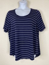 Lane Bryant Womens Plus Sz 18/20 (1X) Blue Metallic Striped T-shirt Short Sleeve - £8.31 GBP