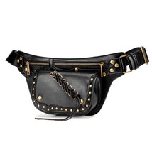 Steampunk Women Waist Bag 2022 New Mobile Phone Small Shoulder Bags Fashion Rive - £58.82 GBP