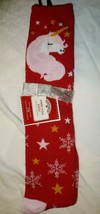 Holiday Time Women&#39;s Knee High Socks Unicorn Holiday Magic Shoe Size 4-10 Red - £7.17 GBP