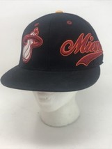 Miami Heat Adidas 210 Fitted Black Baseball Hat 2 Logos Spellout 7 1/4 to 7 5/8 - $19.79