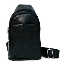 Black Synthetic Leather Crossbody Sling Bag Backpack Unisex / By Westend - $24.99