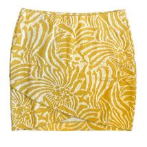 H&amp;M Womens Medium Yellow Faux Wrap Textured Floral Print Mini Pencil Skirt - $14.01