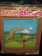 Vintage Sunset Stitchery Quilted Spring Scene Crewel Embroidery 2862 Rainbow - £23.53 GBP