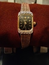 Women&#39;s Vintage Citizen Black Square Face Goldtone Quartz Watch Safety C... - $1,472.55 MXN