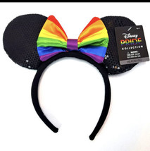 Disney Pride Collection Rainbow Bow Black Sequins Mouse Ears Headband - £17.03 GBP