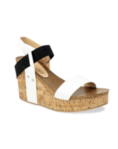 Chase and Chloe Wedge Heels Size 5.5 Cork Platform Black &amp; White Sandal NEW - £17.92 GBP