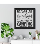 Framed Horizontal Poster: Unique Camping Scene Wall Art, Black and White... - £48.82 GBP+