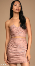 Lulus Live the Night Dusty Rose Satin Ruched Mini Skirt, Size Medium - $34.99