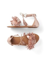 New Gap Kids Girls Rose Gold Metallic Fringe Cross Straps Sandals Youth Sz 2 - £19.89 GBP