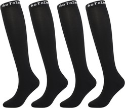 4 Pairs Black Compression Socks For Men And Women, 20-30Mmhg Sport Long Knee - £35.94 GBP