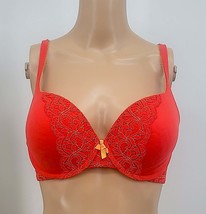 Victorias Secret Underwire Padded Push Up Plunge Bra Red 34D - $16.00